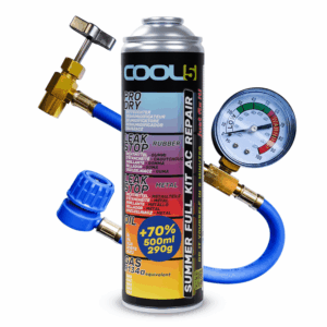 COOL5 5w1 SUMMER FULL KIT AC REPAIR R134a 290g + przewód z manometrem (1994-2016)