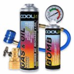 COOL5 2en1 RECARGA DE AC VERANO (Refrigerante R1234yf+Aceite) + línea con manómetro y adaptador YF, Bomba Refrescante