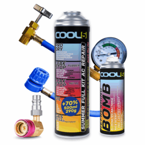 COOL5 5w1 SUMMER FULL KIT AC REPAIR R134a, Przewód z manometrem + Adapter LP/HP & Refreshing Bomb