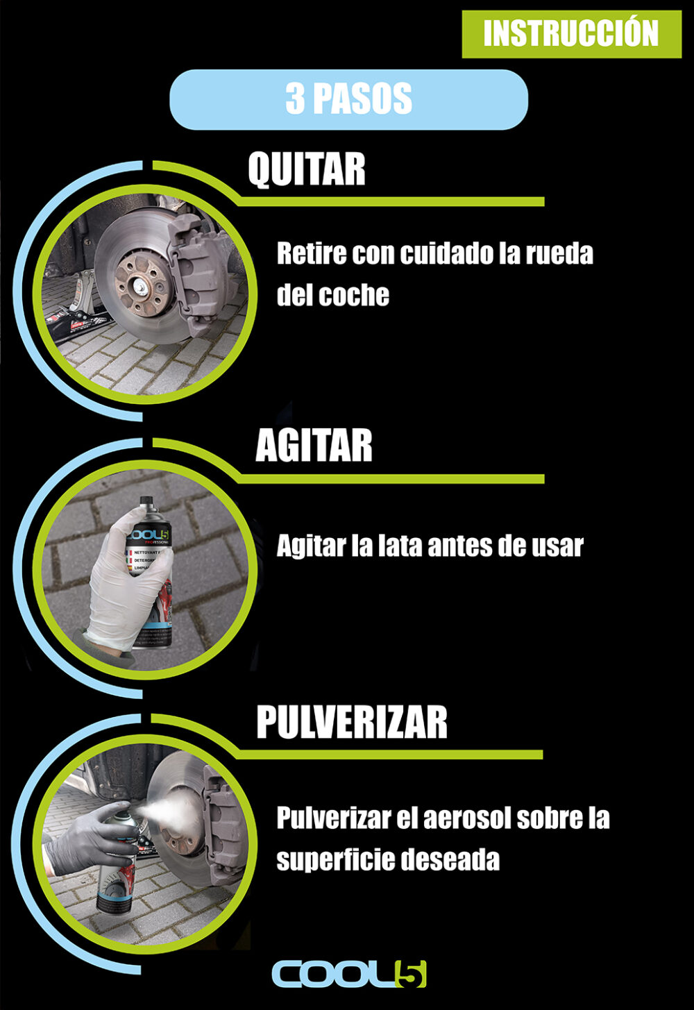 B0DTZ51NXH.PT04 Limpiador de frenos COOL5 - Limpiador de frenos en spray 600ml - Imagen 3
