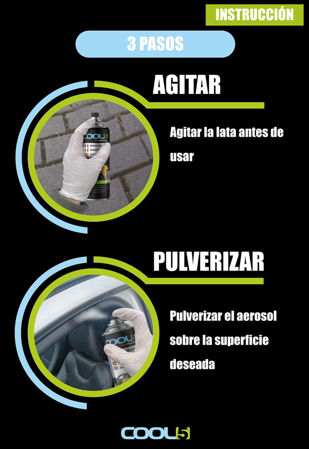 B0DTZ5FGW6.PT04 COOL5 Spray de silicona - Spray de silicona para juntas de coche, piezas de goma y cinturones de seguridad 400ml - Imagen 3