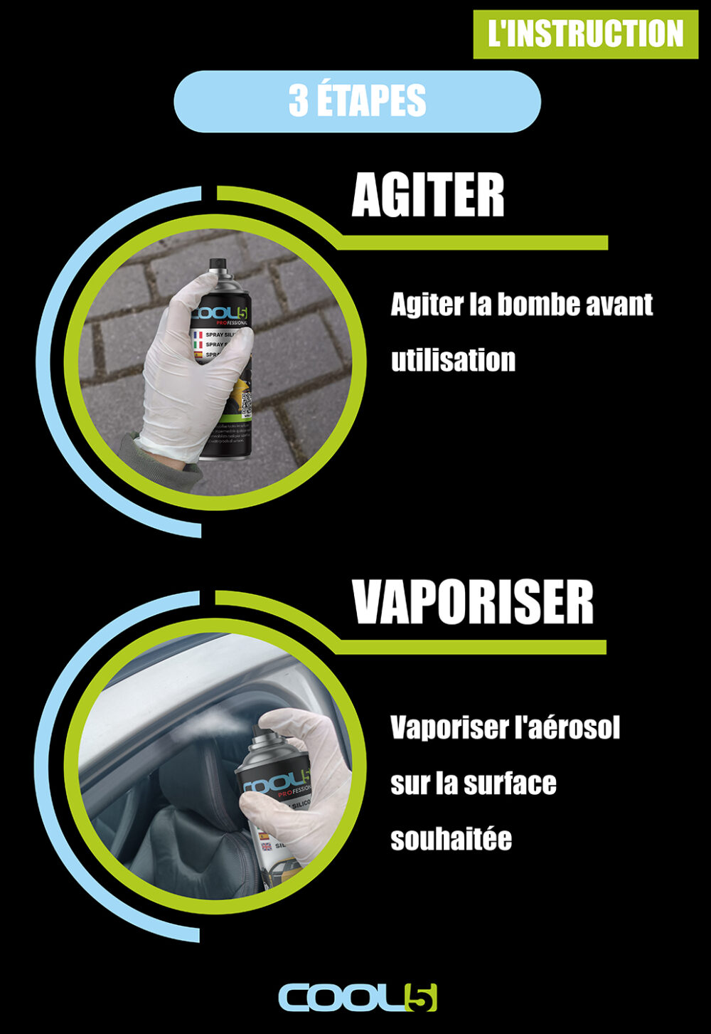 B0DTZ5FGW6.PT04 COOL5 Silicon Spray - Spray silicone pour joints de voiture, pièces en caoutchouc et ceintures de sécurité 400ml – Image 3