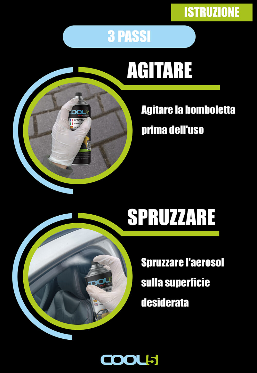 B0DTZ5FGW6.PT04 COOL5 Spray al silicone - Spray al silicone per guarnizioni auto, parti in gomma e cinture di sicurezza 400ml - immagine 3